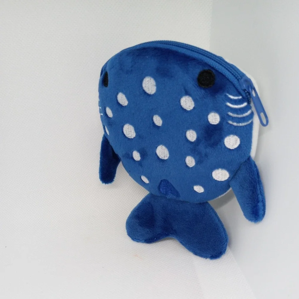Dark Blue Whale Shark Coin Wallet Plush Coin Bag  Key Earphone Pouch